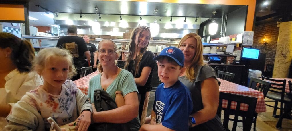 My Family Enjoying Chicago Deep Dish Pizza.Family