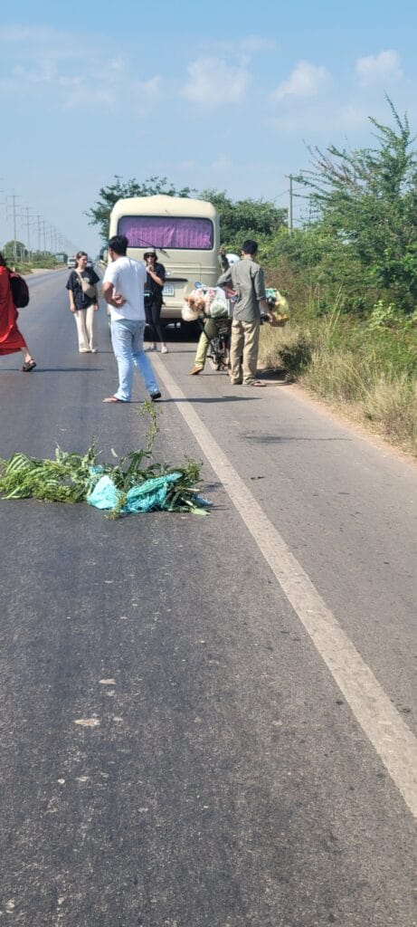 Bus Broken Down On The Side Of The Road Somewhere Cambodia. 