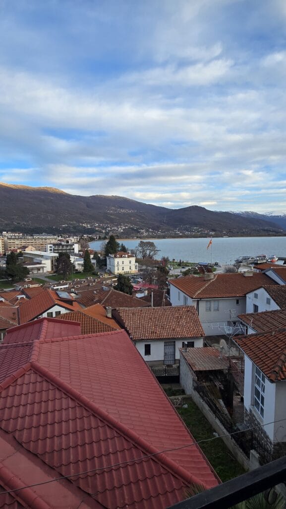 Hotel Balcony View Of Lake Ohrid, North Macedonia