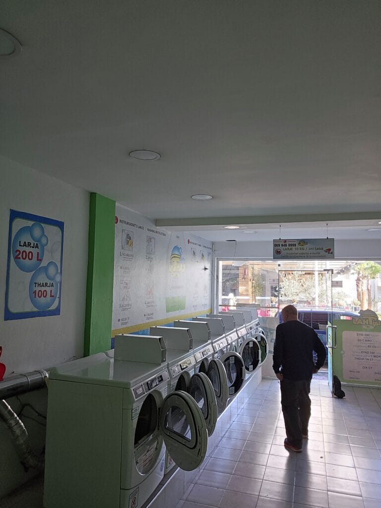 Doing Laundry at A Laundry mat in Albania