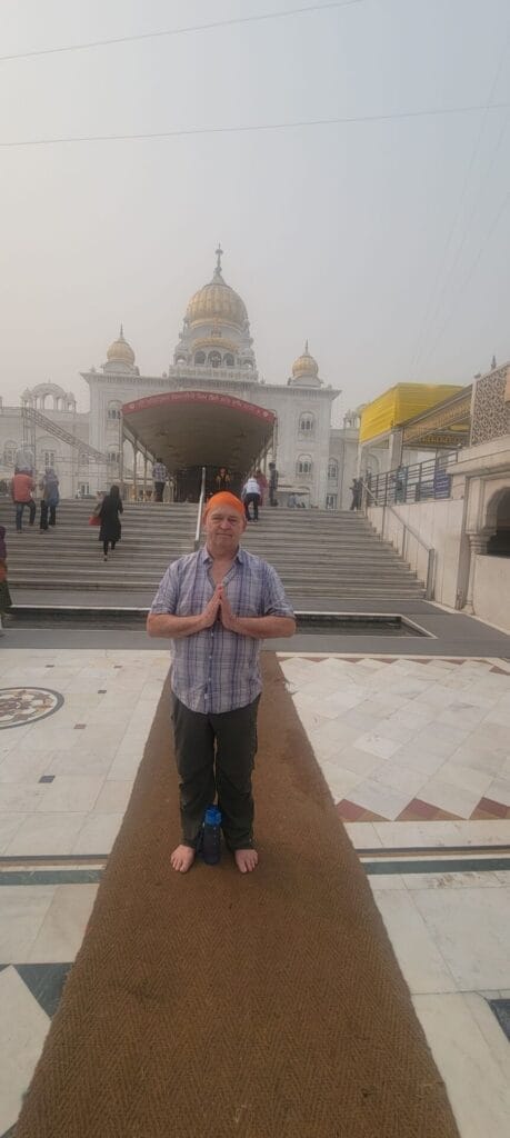 Sacred Posture Standing at Hindu Temple in Delhi, India