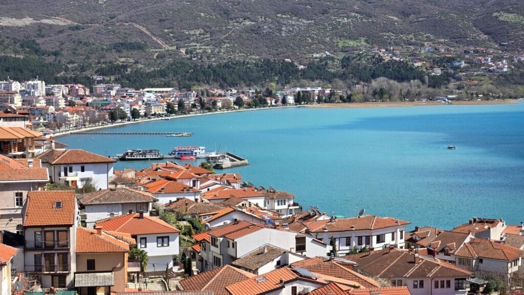 The Placid blue Waters Of Lake Ohrid, North Macedonia.