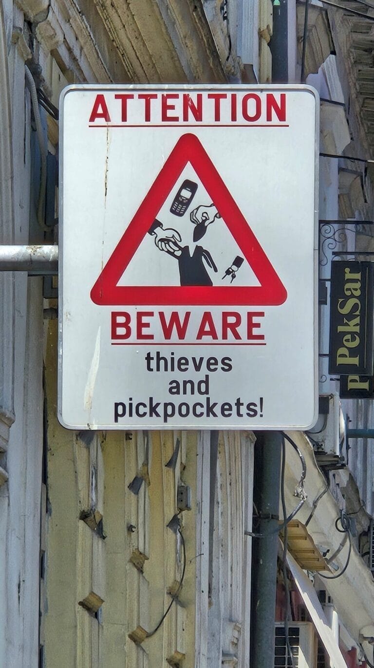 Pick Pocket and Thief Warning Sign Sarajevo